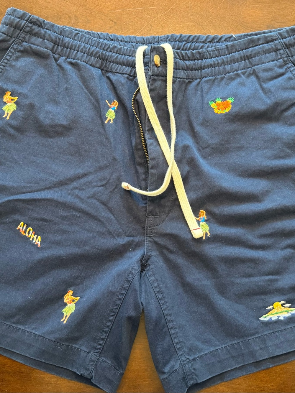 Polo Ralph Lauren Men's Navy Embroidered Aloha Swim Shorts